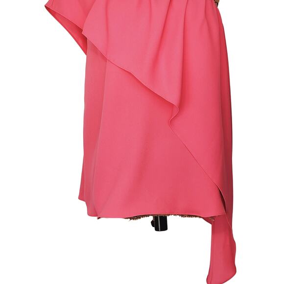 Trina Turk One Shoulder Ruffle Satisfied Pink Top Size Small NWT - Picture 6 of 12